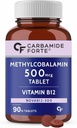 Generic Rise. Vitamin B12 Tablety 500mcg - Aktivní forma methylkobalaminu B12 Dodatek pro muže a ženy - 90 Veg Tablety, Nautrální