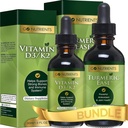 Přejít Nutrients Liquid Vitamin D3 s K2 (MK-7) Drops & Kurkumin Ease S124; Zdravý, & Easy- to- Take Liquid Turmeric Extract s Black Pepper & Ginger, Kurkumin Liquid Extract