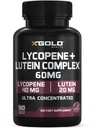 Lykopen + Lutein 60mg dodatek 124; Oční zdraví a Vize Podpora 124; Antioxidant pro zdravé oči & kůže 124; Non- GMO, gluten zdarma 124; 180 Vegetariánské kapsle 124; Vyrobeno v USA