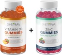 Natural BioScience Sugar Free Vitamin D3 K2 Gummies 5000 IU & zinek Gummies 50 mg, Extra síla, Imunitní podpora, Kostní zdraví, Zdraví srdce, Kožní podpora, 60 Gummy Vitamíny
