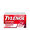 Tylenol Extra Strength Pain Reliever & Fever Reducer, kulaté potahované tablety, 500 mg Acetaminofen Pain Relief pilulky na bolest hlavy, bolest zubů a menší arteritida Bolest, 24 ct
