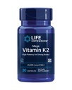 Life Extension Mega Vitamin K2 High potence pro silné kosti, klinicky studoval 45 mg K2 dávkování, podporuje zdravou hustotu kostí, gluten- free, Non- GMO, 30 Kapsle