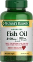 Příroda 's Bounty Odorless Fish Oil, 1200mg Omega33 per Serving including EPA & DHA, Podporuje srdce zdraví, Čištění k odstranění rtuti, Coated Softgels, Gluten Free, No Shellfish, 90 Ct