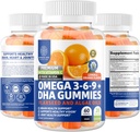 N1N Premium Omega 3 6 9 + DHA Gummies [Vegan, Plant based] Natural Brain, Imunity and Joint Health Support with Vitamin C, 60 Gummies