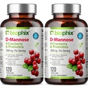biophix D- Mannose 1000mg Kapsle s Cranberry & Probiotika - D Mannose doplňky pro ženy - D- Mannose pilulky pro močový trakt a močové měchýře Podpora zdraví - Digestivní Well- Being - 120 Vcaps 2 Pack