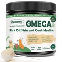 Zebora Omega 3 Rybí olej pro psy, Wild Catched Dog Fish Oil, EPA & DHA, Krill Oil, Kelp, Kůže a kabát dodatek, Anti Itch & Shedding, Podpora suché kůže, Společné zdraví, Psí alergie Relief