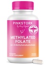 Pink Stork Folát: Methyl folát - kyselina MTHFR, přírodní forma kyseliny listové pro těhotenství, Vyrobeno pro mámu + dítě, Women- vlastněné, 60 Kapsle (Balení květen Vary)