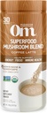 OM MUSHROOM SUPERFOOD káva latte míchaná houba prášek, 8.47 Ounce Canister, 30 Servings, Lví hříva, Cordyceps, Reishi, Chaga, Energy & Duševní Clarity Supplement