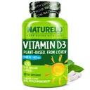 NATURELO Vitamin D - 2500 IU - Plant based from Lichen - Natural D3 Supplement for Imunitary System, Bone Support, Joint Health - Vegan - Non- GMO - Gluten Free - 120 Kapsle