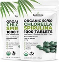Premium Organic CHLORELLA / SPIRULINA 1000 Tablet (50 / 50) Kosher, Vegan - Green Algae Superfood, Cracked Cell Wall, Chlorofyl, High in Protein & Iron, no additives, or Fillers 8.75 Oz (2 Pack)