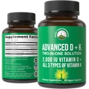 Maximální výkon Advanced Vitamin D 2000 IU se všemi 3 typy vitaminu K Vitamin D3 a vitamin K2, K1, MK-7 (MK7), MK4 doplňky. 60 Malé a snadné spolknout Rostlinné pilulky (2000 IU)
