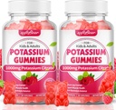 softbear kalium Citrát 1000mg Gummies - vysoká absorpce draslíkové gumy pro svalovou podporu a rovnováhu elektrolytů - doplněk draslíku pro ženy a dospělé, Vegan, Malina Flavor (120 Počet)