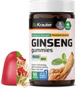 BIO KRAUTER Panax Ginseng Gummies - 1500 mg Síla - 60 Počet - Žvýkací červený Ginseng dodatek - Imunitní podpůrná gumy - Vegan, Pectin- based, Non- GMO