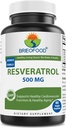 Brieofood Resveratrol 500mg - Přírodní antioxidant dodatek pro kardiovaskulární a imunitní systém zdraví - 60 Veggie Kapsle
