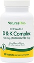 Natures Plus D & K Complex - 60 Mixed Berry Chewables - Podporuje metabolismus vápníku - Vegetarian, non-GMO, gluten Free, Soy Free - 60 Služeb