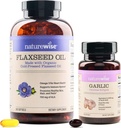 NatureWise Organic Flaxseed Oil Max 720mg ALA color 124; Nejvyšší potenciál Flax Omega 3 Česnek Odorless Softgels 1500mg Podpora zubů a imunitního systému zdraví