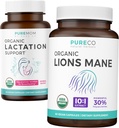 Kojení Podpora & Lions Mane (1-Month Supply) Mathers Mind Bundle of Organic Lactation Support - Podpora pro ošetřující matky (60 Kapsle) & Organic Lions Mane Houba 10: 1 Extract (60 Kapule)