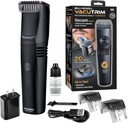 Vacutrim Cordless Mens Beard Trimmer, dobíjecí elektrický holicí strojek s 20 Trim nastavení kalibrační vytáčení a Built- ve vakuu pro knírek, Sideburns. Obličej vlasy, černá, 7.5, "Jak jsem viděl v televizi