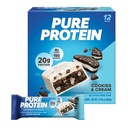 Čisté proteinové tyčinky, vysoký protein, výživné snacks na podporu energie, nízký cukr, bezlepkové, cookies a krém, 1.76oz, 12 Pack