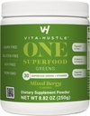 VitaHustle ONE Superfood Super Greens Powder s prebiotiky + Probiotika, Reduce Bloating, Detox, Gut Health, Spirulina, Chlorella, Digestive Enzymes (Berry Flavor, 25 Služení)