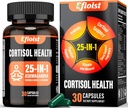 Cortisol doplněk pro ženy, 25- in-1 Cortisol Reducer pro ženy a muže, Cortisol doplňky pro muže s Ashwagandha, Rhoddiola Rosea, L-Theanine, pro Mood, Focus, Podpora spánku, 30 Kapsle
