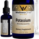 WellnessOne Ionický doplněk draslíku - Chlorid draselný kapky pro rychlou absorpci - Zvýšení imunitního systému a svalové funkce - USA Testováno, Vegan, Non- GMO, gluten zdarma, bez příchutí, 1.67 fl oz