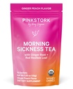 Pink Stork organické ráno Nemoci těhotenský čaj - Horký nebo ledový čaj - Prenatální Heartburn, Požití a podpora zácpy - 1. trimester Těhotenství musí mít - Ginger Peach, 15 Sachets