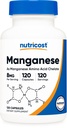 Nutricost Chelated Manganese Dodatek 8mg, Amino Acid Chelate, 120 Kapsle, 120 Servings - gluten zdarma, non-GMO a Vegetarian Friendly