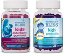 Maminčiny blažené děti Elderberry Gummies 60 Počet (balení po 1), a děti Probiotické + Prebiotické Gummies 45 Počet (balení po 1), Podpora dětí imunitu a zdravé trávení