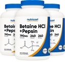 Nutricost Betaine HCl + Pepsin 790mg, 240 tobolek, 3 lahvičky (720 tobolek)