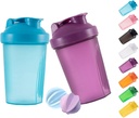 Třpytivý proteinový třepačka a 16- Ounce / 400ML třepací lahvička s Whisk Balls, ne- BPA plast (Modrá + Purple (2PCS))