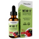 NaturalSlim Liquid B12 Vitaminy s vitaminem D - Metab- 12 Methylkobalamin 2500 mcg B12 Sublingvální kapky pro metabolismus, energie, a imunitní podpora - Berry Flavor 1 fl oz
