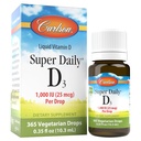 Carlson - Super Daily D3, Vitamin D Drops, 1000 IU (25 mcg) na kapku, 1rok dodávky, Vitamin D3 Tekuté, Srdce a imunitní zdraví, Vegetariánské, Tekutý Vitamin D3 D3 Drops, Neochucené, 365 Drops
