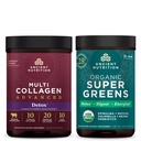Starověké výživy Multi kolagen Advanced Powder Cleanse & Detox, Neochucené, 36 Servings + Organic Supergreens Powder, Green Flavor, 25 Servings