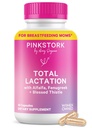 Pink Stork Celkem Kojení Dodatek pro dojení prsu Dodávka mléka, Organic Fenugreek a Alfalfa na podporu kojení, Mléko a výroba, Postpartum Essentials - 60 Kapsle