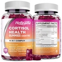 Cortisol doplňky pro ženy Muži, Cortisol Gummies s Ashwagandha, Magnesium, L-Theanine, Fosfatidylserin, B6 pro Cortisol Detox, Relaxation, Sleep, Focus, Sugar- Free, Vegan, 120