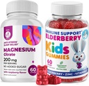 Elderberry Gummies for Kids and Magnesium 200 mg Gummies Sugar- Free - Zdravý imunitní systém Booster and Health Support with Elderberry Extract with Magnesium Clime Chews for Kids & Dospělí Sugar- Free