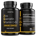 Zinek Quercetin 500 mg s vitaminem C Vitamin D3 Bromelain imunitní podpora vysoká potence Quercetin Zinek dodatek ZQV podle SPARTIS (Balení po 1 lahvičce při 120- Caps)
