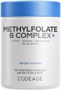 Codeage Methylfolát B Komplexní doplňky - 5 MTHF, Methylkobalamin 1000mcg Methylovaný vitamin B12, Riboflavin, Betaine, Vitaminy B6, Methylační cyklus MTHFR - 2 měsíce - 120 Kapsle