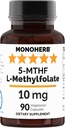 MONOHERB L- methylfolát 5-MTHF 10 mg - 90 Vegetariánských kapslí - Methylfolát dodatek