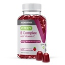 Viteey vitamin B komplexní gumy s vitaminem C, cukr zdarma - energie, metabolismus & Nerve zdraví - B6, B12, kyselina listová, biotin - Vegan, želatina zdarma, GMO zdarma - Chutné žvýkací jahody ochucené Gummy