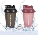2 PACK Shaker Lahve Holds up to 17oz, Míchání Míchací Whisk, Přenosný Pre Workout Protein Drink Cup, Směje koktejly Smoothies Shakes, BPA zdarma & Myčka nádobí bezpečné černé / růžové