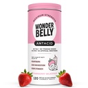 Wonderbell Antacid, Effective Heartburn and Instant Acid Indigestion Relief, Extra Strength Chewable Tablets, 1000 mg vápenatý karbonát, No Talc or Bary, Jahodový mléčný koktejl, 120 Počet