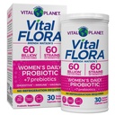 Vital Planet - Vital Flora Probiotika pro ženy 60 miliard CFU, Diverse Strains, Daily Shell Stable Probiotic s organickými prebiotiky, pro Vaginální podporu, imunitní a stravitelné zdraví 30 Kapsle