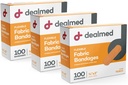 Dealmed Fabric Flexible Adhesive Obvazy - 100 hrabě (3 balení) Obvazy s non-Stick Pad, Latex Free, Wound Care for First Aid Kit, 3 "x 3 / 4"