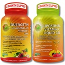 Imunitní podpůrný pouzdro - Quercetin s bromelainem, vitaminem C & zinečníkem + Liposomální vitamín C 1100mg - s organickou směsí potravin a Acerola Cherry - Antioxidant, Respirační a kardiovaskulární podpora