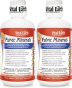Vital Earth Minerály Fulvic Minerály Liquid - Fulvic Acid Dodatek s 70 + Stopy Minerály, Elektrolyty pro energii a vitalitu, 32 Oz Ea + 1 Oz Cup