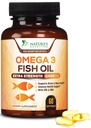 Omega 3 Fish Oil 2400 mg - Triple Strength EPA & DHA Fatty Acids for Heart, Brain & Joint Support - Wild- Caught, Burless, Lemon Flavor Supplement - Natural, Non- GMO, Gluten- Free - 60 Softgels