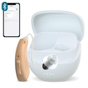 RIC Jednorázová pomoc pro seniory, CUSTOM FIT Digital Over- The- Counter Dobíjení Tinnitus Masking Premium pomoc sluchu řešení pro dospělé, Téměř neviditelné Bluetooth Call Enabled, Auto- On, 1ks Levá strana
