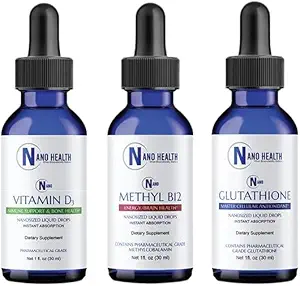 Nano Essential Wellness Bundle Kombinace 3 úžasné Zdraví Podpora Produkty: Nano Glutathione, Nano methyl B-12 & Nano Vitamin D3
